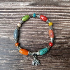 Armband aus glasierten Keramikperlen – 18 cm, Boho, bunt, handgemacht