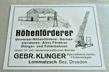 Alte Reklame Werbung Höhenförderer Klingner Lommatzsch b. Dresden Landwirtschaft