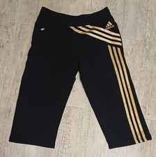 Adidas, Sporthose, Damen, Gr. S (34/36), Capri, 3/4, Stretch, schwarz/Gold ?‍♀️
