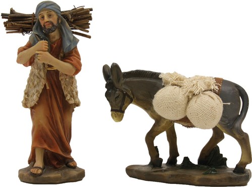 Krippenfiguren hirte mit esel - mit,