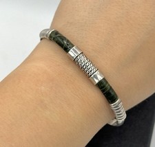 Wunderschöner 925 Silber Antik Armband Mit Schlangenhaut