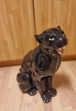 große schwarze fauchende XL Panther Figur
