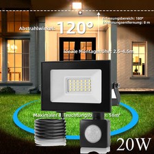 20W LED Strahler AußenLampe mit Bewegungsmelder Fluter 2000LM Scheinwerfer