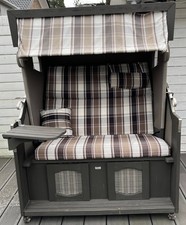 Strandkorb 2 Sitzer Rustikal Farbe Grau Hellgrau