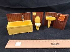 Lundby Badezimmer Bad Badewanne Waschbecken WC Handtuchhalter Puppenstube antik