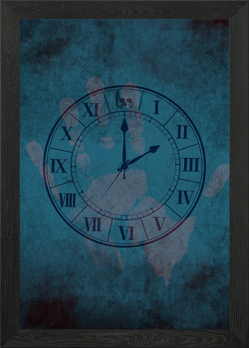 Uhr handabdruck und - handabdruck, totenkopf