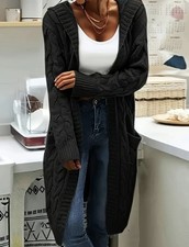 lange strickjacke mit kapuze