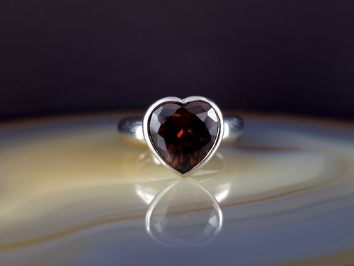 Ring silber 925 herz braun - ring,