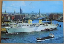 AK65 Postkarte Hamburg Hafen Schlepper Dampfer Stockholm 1973 Überseebrücke