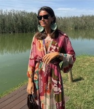 ZARA KLEID GR L TUNIKA BLUMEN