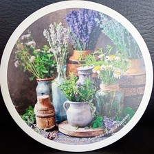 runder Topfuntersetzer Platte Keramik Kork mit Mediterranem Motiv 20 cm