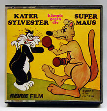 Super 8 Revue Film 8754, Kater Sylvester, Super Maus, 17 m, s/w, stumm, Cartoon.