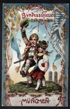 Deutsches Reich 1908 Prägekarte Gruss vom Bundesschiessen München 15.7.08