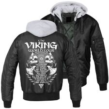 Herren MA1 Bomberjacke mit Kapuze Innenfutter Viking World Tour Wikinger Nordic