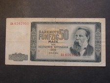 Geldschein von DDR 50 Mark 1964 Serie ZA (Austauschnote). SELTEN !