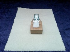 Modischer, Blautopas-Solitär, silberfarben, neu, Gr. 18 mm, Stein 12 x 16 mm