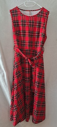 Zeitloses rot kariertes kleid - rot,