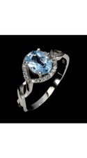 925 Sterling Silber Ring Oval Schweizer Blau Topaz Größe 8