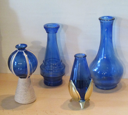 Ddr glas blumenvasen blau - 4,
