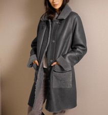 Mainpol Damen Winter Mantel Lammfell Jacke Aus Leder Grau Neu
