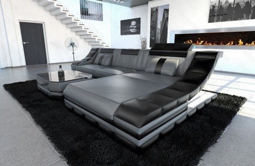 Ecksofa ledercouch sofa led - ledercouch,
