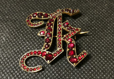 Granatbrosche Monogramm Buchstaben ANTIK Double vergoldet !!