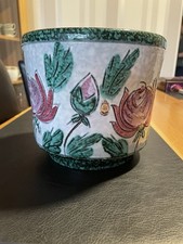 Vintage Majolika Keramik Blumentopf ES  Handgermany 18 cm Durchmesser 17 cm Hoch