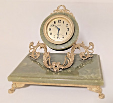 Uhr mit Onyx, Tischuhr Kaminuhr mit Wecker tolle Vintage Deko TOP