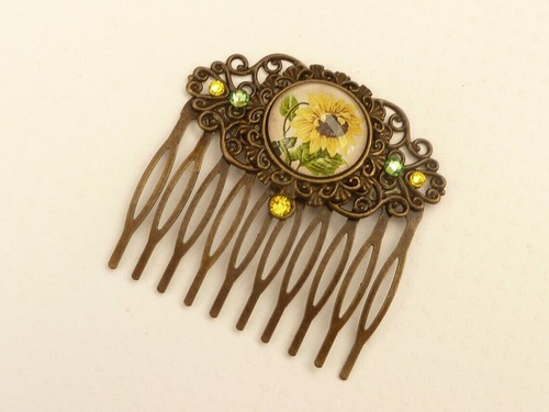 Haarkamm mit sonnenblumen - haarkamm,