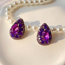 elegante Tropfen Ohrstecker pink lila auffallend festlich