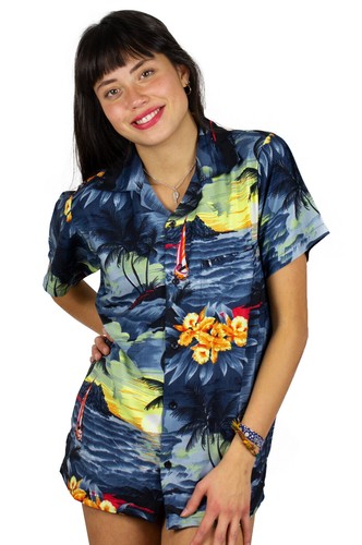 Funky hawaiibluse surf grau - hawaiibluse,