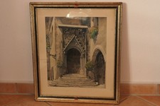 altes Aquarell, signiert im