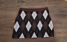 H&M Rock Mini Kurz Gr. S 36 Weiss Braun Kariert Stoff Gummibund