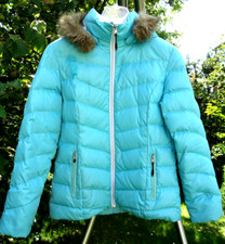 Daunen-Jacke mit Kaputze und variablem Kunstfell von LUHTA hellblau in Gr. 36