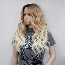 Perücke Für Damen lang Perücken Ombre blond braun hellblond wellig kein Echthaar