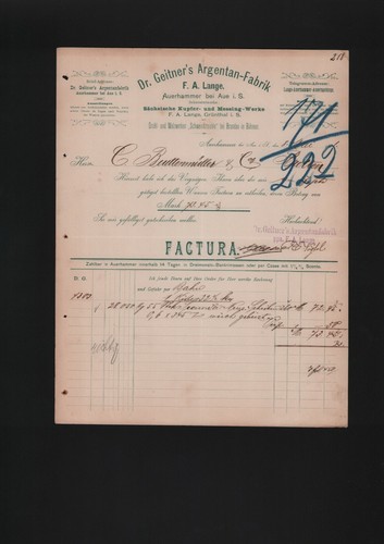 Auerhammer rechnung 1901 dr - rechnung, 1901,