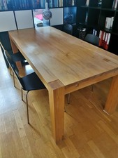 Esstisch mit Stühlen,  90cm B x200cm L x77cmH, Buche, Natur Mit 2 Ansteckplatten