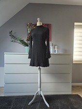 Zara Kleid Dots Design Schwarz Weiß Volants Trompeten Ärmel S 36