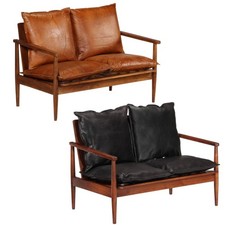 2-Sitzer-Sofa Echt Leder Wohnzimmer Sofa Polstersofa Polsterbank Sofabank Sessel