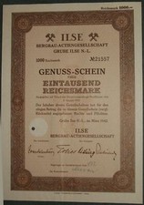 Ilse Bergbau-Actiengesellschaft Grube Ilse N.-L. Genussrecht 1942 1000 RM