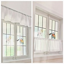 Scheibengardine 26 cm x 150 cm Gardine Vorhang Landhaus Volant weiß naturweiß