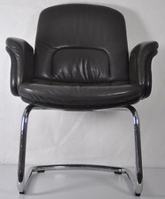 Sessel Freischwinger Easy Lounge Chair Leder schw / 70er space age mid century