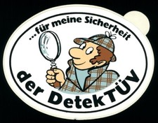Werbe Aufkleber - TÜV Detektiv DETEKTÜV - 10x8cm - Vintage Reklame Werbung 80er