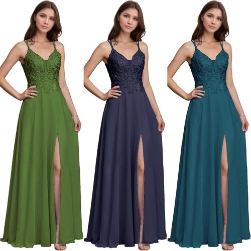 Damen langes chiffon ballkleid - langes,