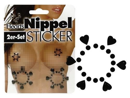 Nippelkleber herz schwarz - schwarz, 2tlg