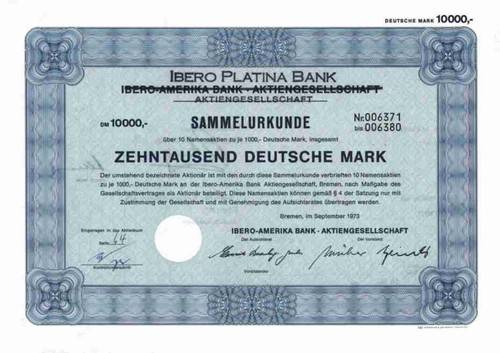Ibero platina bank 1973 bremen - ibero,