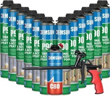 Demsun P90 Thermcoat Isolierung Sprühschaum Set: 12 Dosen + Reiniger + Applikatorpistole