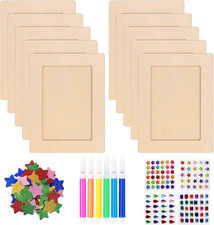 Bilderrahmen Holz Set 10 Stück 20x15 cm Kinder Bastelsets Glitzersteine Sticker