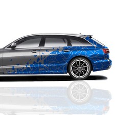 2er Set Auto Aufkleber Mosaik Scherben 200x60cm Geometrisch KX074 Blau