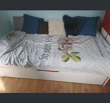 Eilig Ticaa Tandem- Sofabett ausziehbar 2,00m x 1,00/0,90m weiß lasierte Kiefer